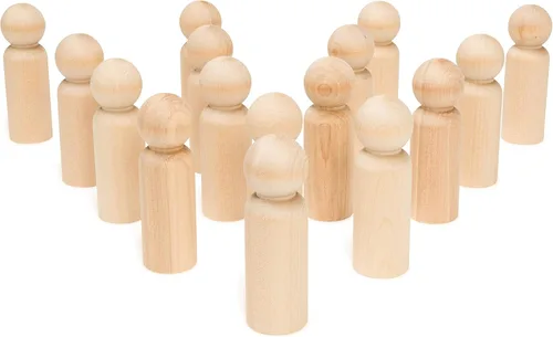 Vista 11 de Muñecas de Clavija de Madera, Personas de Clavija de Madera con Forma de Gnomo de 2-3/4 Pulgadas, Paquete de 25 Muñecas de Madera para Jugar