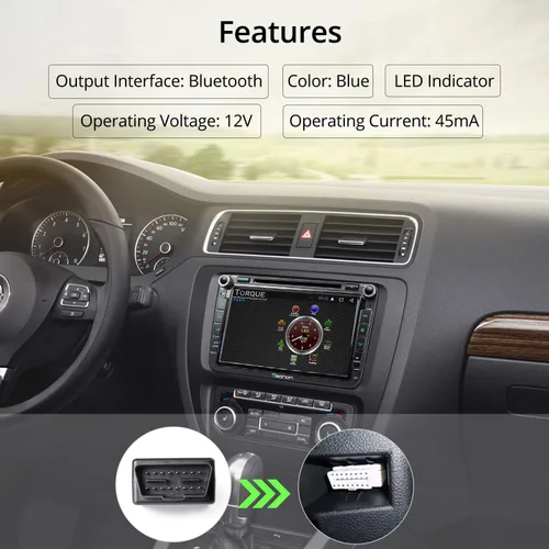 Vista 6 de 2025 EONON V0056 OBD2 OBDII, escáner de diagnóstico, adaptador de herramienta de escaneo Bluetooth ELM327 solo para radio estéreo de automóvil EONON