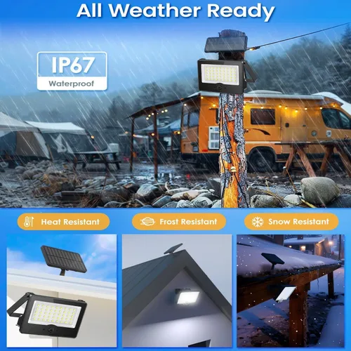 Vista 7 de Paquete de 8 luces LED solares de pared para exteriores, luces de seguridad con sensor de movimiento de 20 W con 3 modos de iluminación, luz