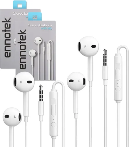 Vista 14 de Auriculares con cable con micrófono, auriculares intrauditivos de 0.138 in con control de volumen en línea, auriculares enchufables para portátiles