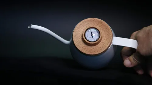 Vista 6 de Hervidor de café con termómetro, mini hervidor de cuello de cisne para café y té, estilo japonés TAMAGO, cuerpo de acero inoxidable con tapa