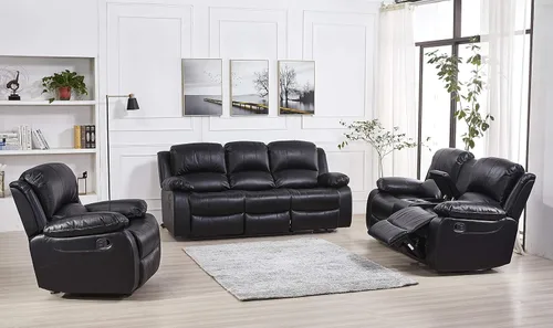 Vista 42 de Betsy Furniture 8018 - Juego de sillón reclinable de cuero reconstituido, para sala, sofá reclinable, sofá de dos piezas y sillón de cuero