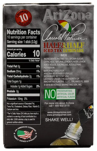 Vista 2 de Sobres de té en polvo de Arnold Palmer, mitad té helado y mitad limonada de AriZona, 10 sobres de 1.2 oz(Paquete de 12)