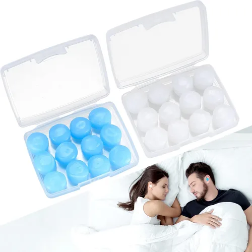 24 tapones de silicona para los oídos para dormir, tapones para los oídos de silicona suave para dormir, tapones para los oídos con cancelación de