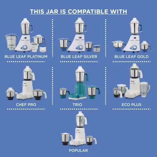Vista 4 de Preethi MGA-504 - Tarro Genie de acero inoxidable para Eco Twin, Plus/Chef Pro y Blue Leaf, 0.5 litros, color plateado