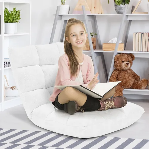 Vista 13 de GORELAX Silla de suelo con soporte para el respaldo, silla reclinable plegable ajustable de 14 posiciones, silla de meditación con marco de acero