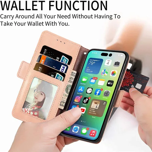 Vista 2 de Funda compatible con Xiaomi Poco X3 GT, tarjetero, compatible con Redmi Note 10 Pro (China) 5G de piel sintética con cierre magnético, color rosa