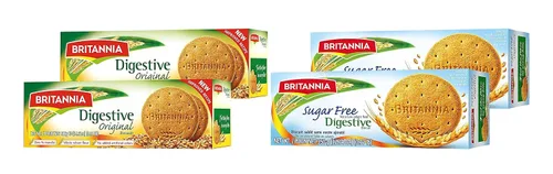 Britannia Galletas digestivas originales y sin azúcar, paquete combinado variado, galletas con sabor a trigo integral, aperitivos saludables Tea