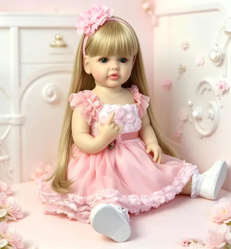 Vista 6 de iCradle - Muñeca realista de vinilo de cuerpo completo de 22 pulgadas, muñeca recién nacida realista con pelo largo y traje de leopardo amarillo