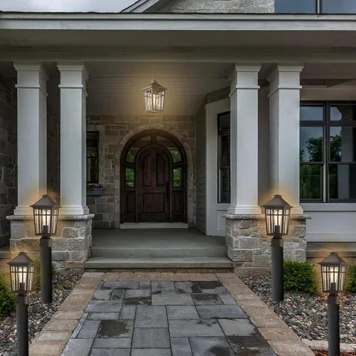 Vista 6 de Darkaway Lámpara de poste para exteriores, carcasa de aluminio impermeable con vidrio, iluminación de cubierta de poste de valla para jardín, patio