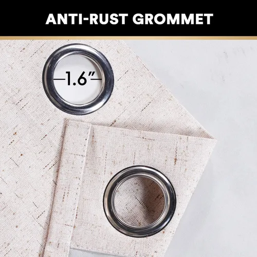 Vista 97 de PrinceDeco Cortinas con textura de lino 100% opacas de 64 pulgadas de largo, juego de 2 paneles de cortinas de lino opacas con forro aislante Arena