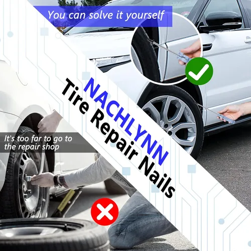 Vista 5 de NACHLYNN 80 piezas de clavos de reparación de neumáticos herramienta de auto-servicio clavo de reparación de neumáticos tornillo autoperforante