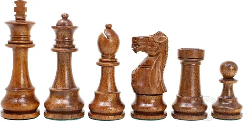 House of Chess - Piezas de juego de ajedrez para torneos - Madera de acacia dorada Staunton única - Altura King: 3.75" (95 mm) - 2 reinas extra -