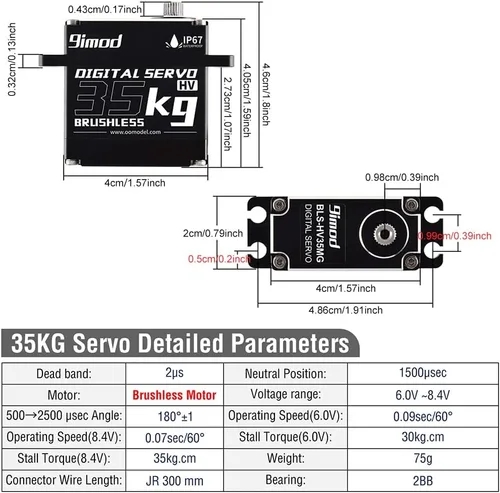 Vista 8 de Servo motor de dirección RC de alto par a prueba de agua de 77.2 lbs, potente y rápido engranaje de metal completo digital de alta velocidad servo