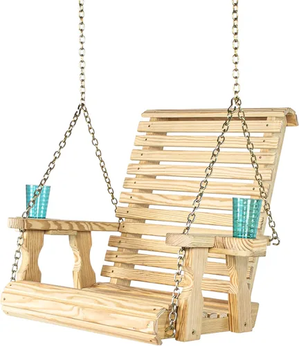 Vista 10 de Amish Casual Silla giratoria resistente con tratamiento a presión con portavasos (mancha de cedro)