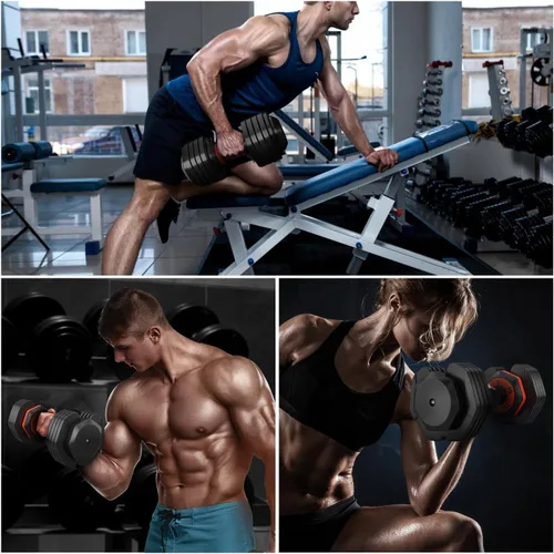Vista 7 de Adjustable Dumbbells,Adjustable Dumbbell Set, 5 in 1 Free Weight Dumbbell,Fast Adjust Weight with Anti-Slip Handle and Tray for Full Body Workout