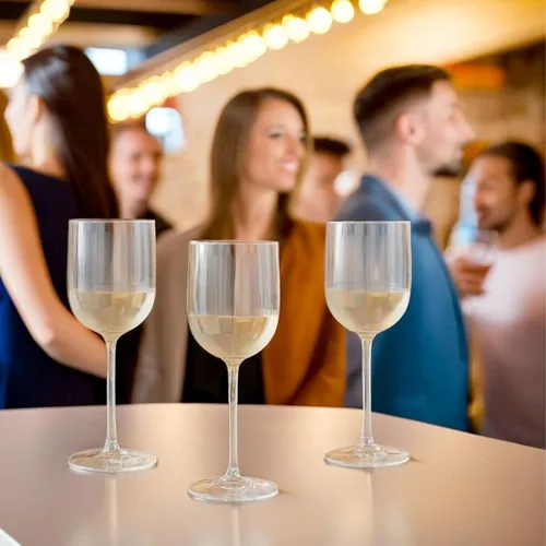 Vista 3 de Bluesky Trading Copas de vino transparentes (12 onzas), paquete de 1, elegante y desechable, vasos de plástico perfectos para fiestas, bodas