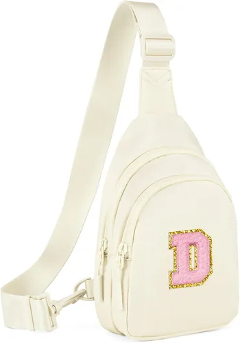 Vista 152 de Viverte Pequeña bolsa con inicial para niñas y mujeres, bonita cangurera cruzada de regalo