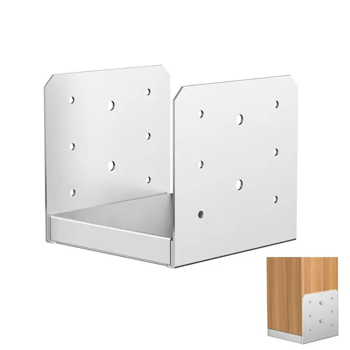 Vista 12 de SPACEEUP Base de poste de 4 x 4, 2 unidades, anclaje interno de poste de 3.5 x 3.5 pulgadas, base de poste ajustable de acero inoxidable para poste