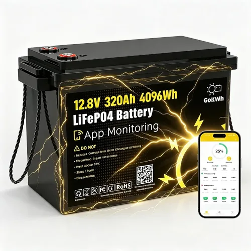 Batería LiFePO4 de motor de arrastre de 12 V 320 Ah, batería de ciclo profundo de 12 V BMS de 200 A integrada, batería de litio Bluetooth, hasta