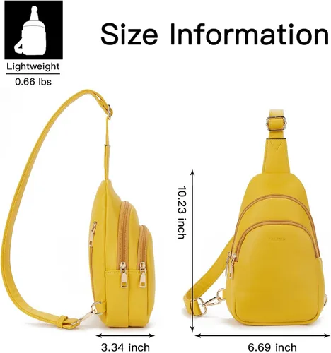 Vista 5 de Telena Riñonera pequeña para mujer, de cuero, cangureras, bolsa de pecho para mujer