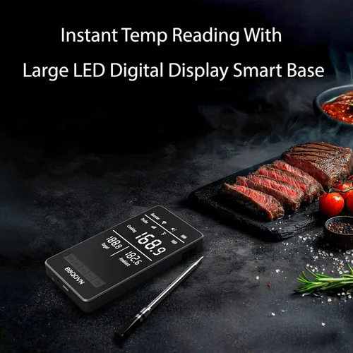 Vista 3 de Termómetro inalámbrico inteligente para carne con WiFi, alcance ilimitado, 7 sensores certificados NIST, precisión ±0.5°F, Sub-1G