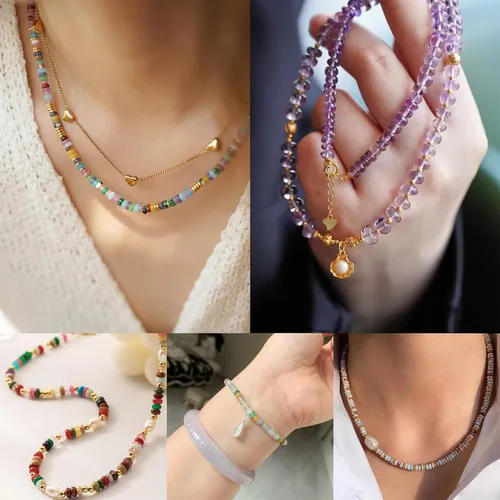 Vista 5 de CAI YI MING, cuentas 2x4mm naturales en forma de rondelle – Espaciadores de gemas sueltas para hacer joyas DIY (Yaxaita)