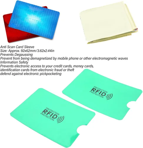 Vista 4 de 100 fundas magnéticas para bloquear tarjetas, diseño compacto y ligero, antiescaneo, antirrobo de identidad (verde)