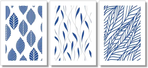 Vista 8 de Mid Century Modern Wall Art Prints - Botanical Abstract Pattern Wall Decor - Collage Set of 9 – 5x7 - Unframed (Blue)