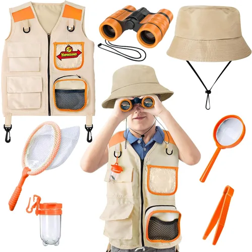 Vista 9 de YOPINSAND Kit de explorador para niños y kit de atrapa insectos, equipo de campamento para niños, juego de exploración al aire libre con chaleco