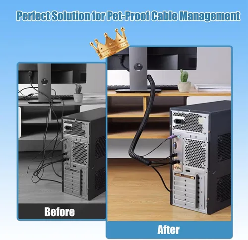Vista 5 de Protectores de cables de 1 pulgada para mascotas anti-mordida, protector de cables de 10 pies cubiertas de cables para mascotas, funda de cable