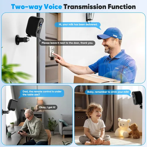 Vista 5 de Cámaras de seguridad solares inalámbricas para exteriores, cámara solar 2K inalámbrica para el hogar, visión nocturna a color, detección