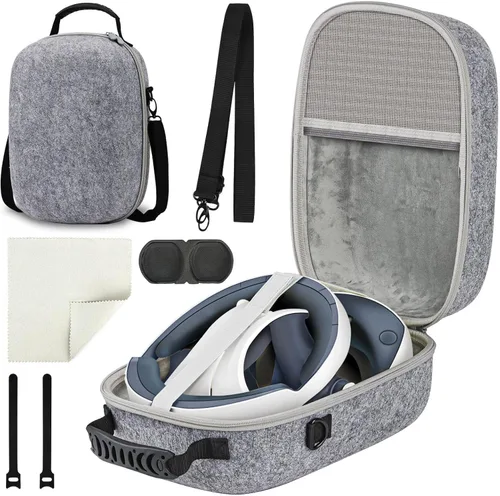 QYCHHJ Hard Carrying Case for PlayStation VR2 All-in-One VR Gaming Headset and Touch Controllers, Portable Travel Cover Storage Bag with Shoulder