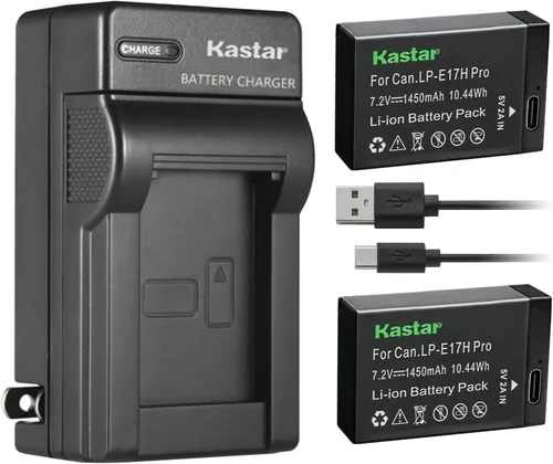 Vista 9 de Kastar Paquete de 1 batería LP-E17H Pro con cable tipo C y cargador de pared de CA para cámara sin espejo Canon EOS R8, cámara sin espejo EOS R50