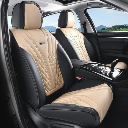 Vista 20 de Coverado - Juego completo de fundas de asiento delantero y trasero para automóvil, impermeable, piel de napa, protector, universal, para la mayoría