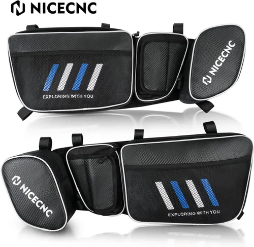 Vista 8 de NICECNC Bolsas para puerta X3, PVC 1680D Oxford, diseño de fibra de carbono, 2 almohadillas de esponja desmontables, bolsas UTV X3 para puerta