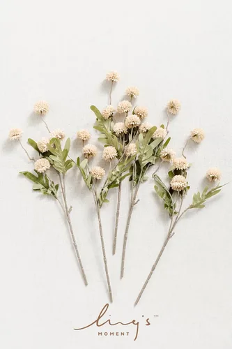 Vista 4 de Ling's moment Pompon Mum - Flor artificial, 5 piezas de seda sintética mini crisanto con tallos, flores falsas para relleno de boda a granel