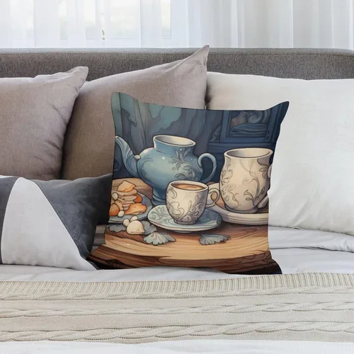 Vista 7 de Pillowcase Coffee Kitchen Cojines Decorativos para Sala Coffee Theme Decorative Pillowcase Square Cushion Cover for Bed Sofa Living Room 22 "x22