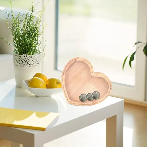 Vista 4 de Kisangel Hucha de madera con forma de corazón, caja de dinero de madera, marco de madera, juguetes de madera, banco de ahorro de dinero para el día