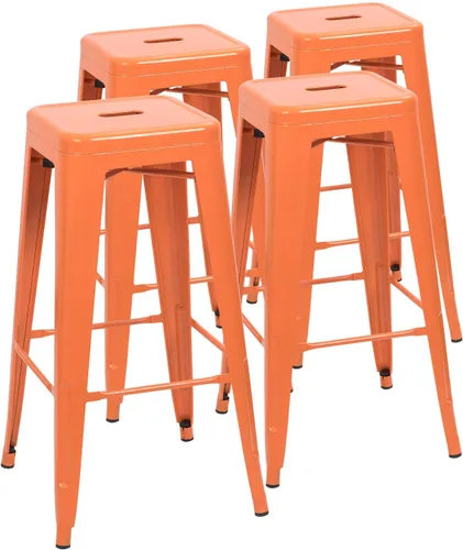 Vista 12 de Devoko Taburetes de bar de metal de 24 pulgadas, para interiores y exteriores, apilables, estilo moderno, industrial, vintage, juego de 4