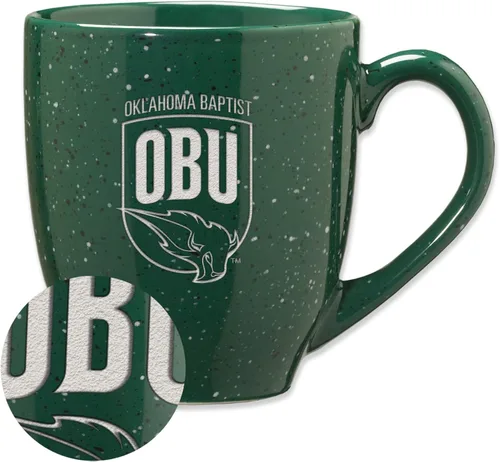 Vista 110 de Rico Industries NCAA Saint Joseph's (PA) Hawks Logo Principal Color Marrón 16 oz Logotipo del Equipo de Color Láser Grabado en Cerámica Moteada Taza