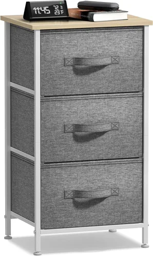 Sorbus - Mesita de noche con 3 cajones - Mesita de noche y mesa lateral para el hogar, accesorios de dormitorio, oficina, dormitorio universitario,