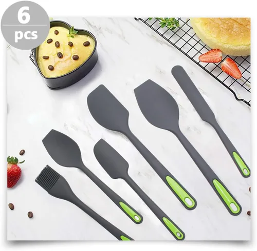 Vista 4 de Silicone Baking Spatulas Dual-color Cake Cream Scrapers Heat Resistant Design Mixing Tools for Kitchen Reusable Non-stick Silicone Baking Utensils