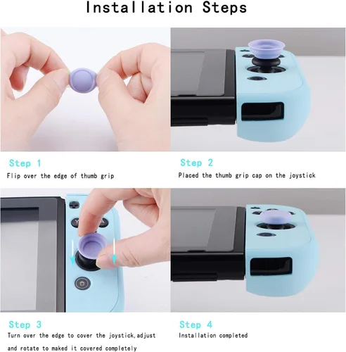 Vista 3 de eXtremeRate PlayVital Switch - Tapas de palanca de mando para Switch Lite, tapa analógica de silicona para Switch OLED Joycon con agarre para pulgar
