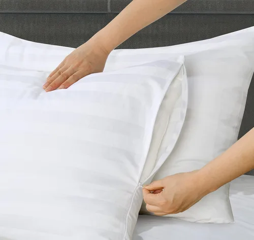 Vista 13 de Juego de 2 fundas de almohada 100% algodón egipcio, fundas de almohada refrescantes de 400 hilos, fundas de almohada suaves y transpirables con Beige