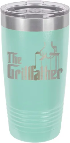 Vista 10 de THE GRILLFATHER BLACK Vaso de bebida de 20 oz con pajita Taza de viaje grabada con láser con citas para asar Comparar con Yeti Rambler La
