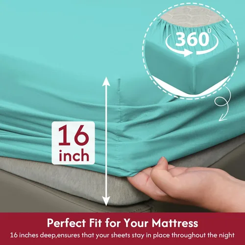 Vista 4 de LONAVA Twin Size Sheet Set - 4 Piece Hotel Luxury Wrinkle-Free Microfiber Sheet, Oeko-TEX Certified, Breathable & Elastic, 16" Deep Pockets, Light