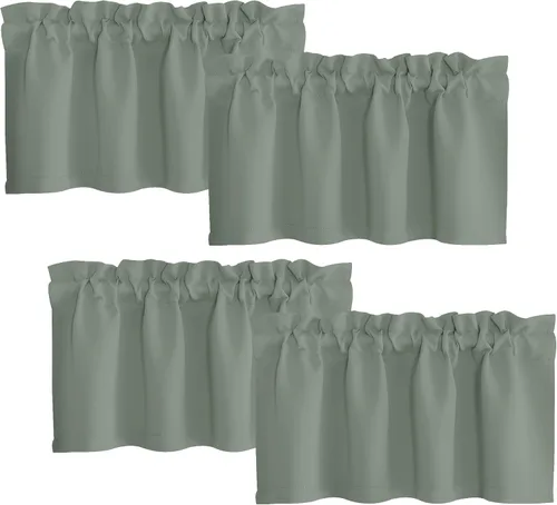 Vista 16 de NICETOWN Cenefa de cocina para ventanas, cortina corta con bolsillo para barra de estilo campestre con aislamiento térmico para sala de estar