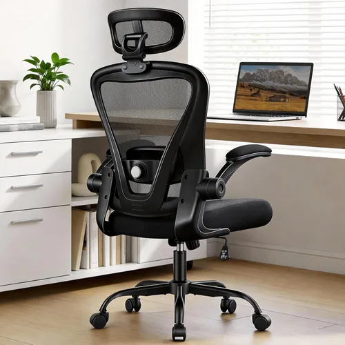 Office Chair, Ergonomic Office Chair with Headrest, Comfy Home Office Desk Chairs with Lumbar Support & Flip-up Armrests, 330LBS High Back Mesh