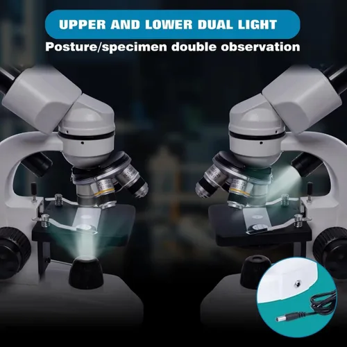 Vista 6 de SELFIE CAT Microscopio compuesto binocular 200X-5000X Microscopio de aumento para adultos y estudiantes, microscopio de laboratorio binocular